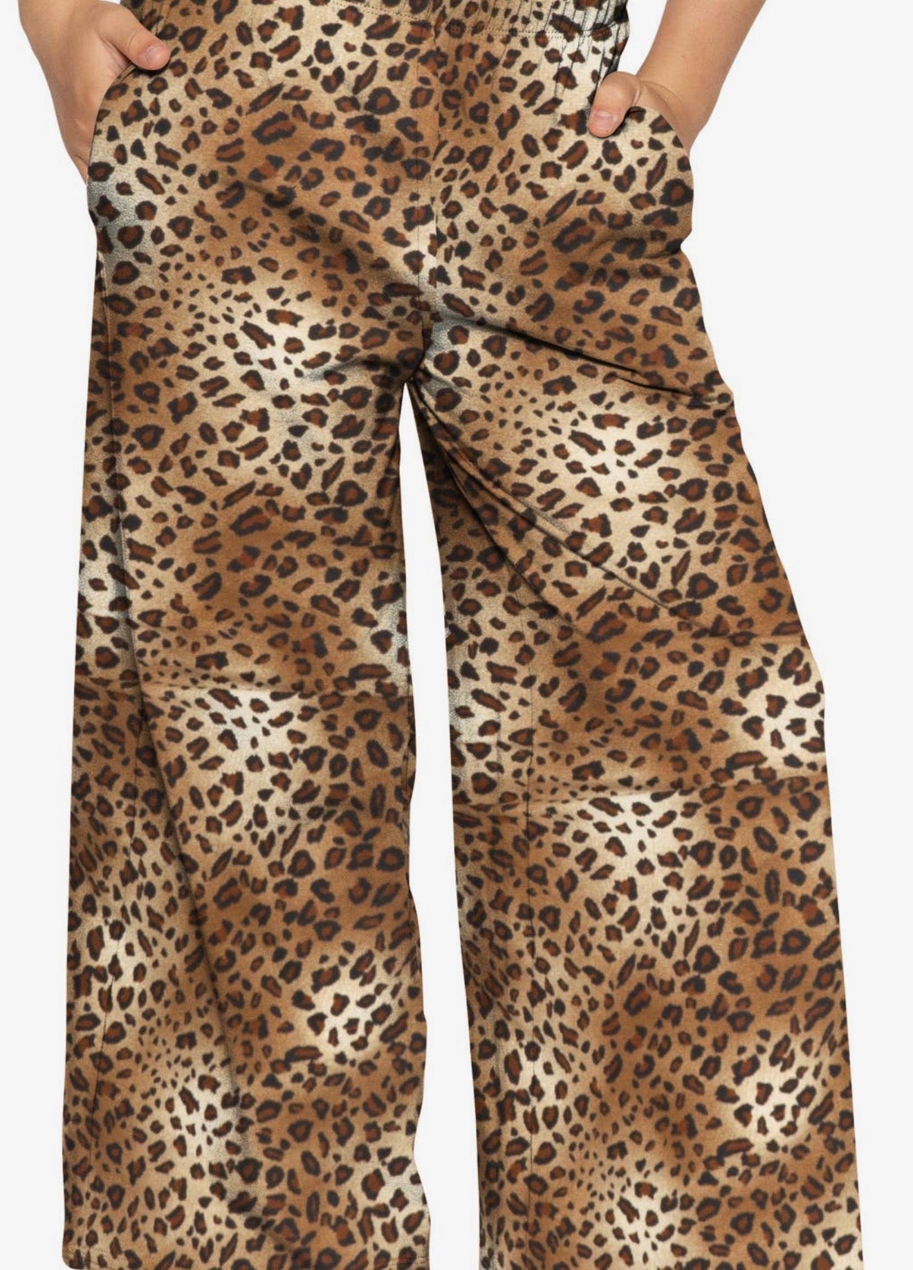 Cheetah Wide Leg Pull-on Pants