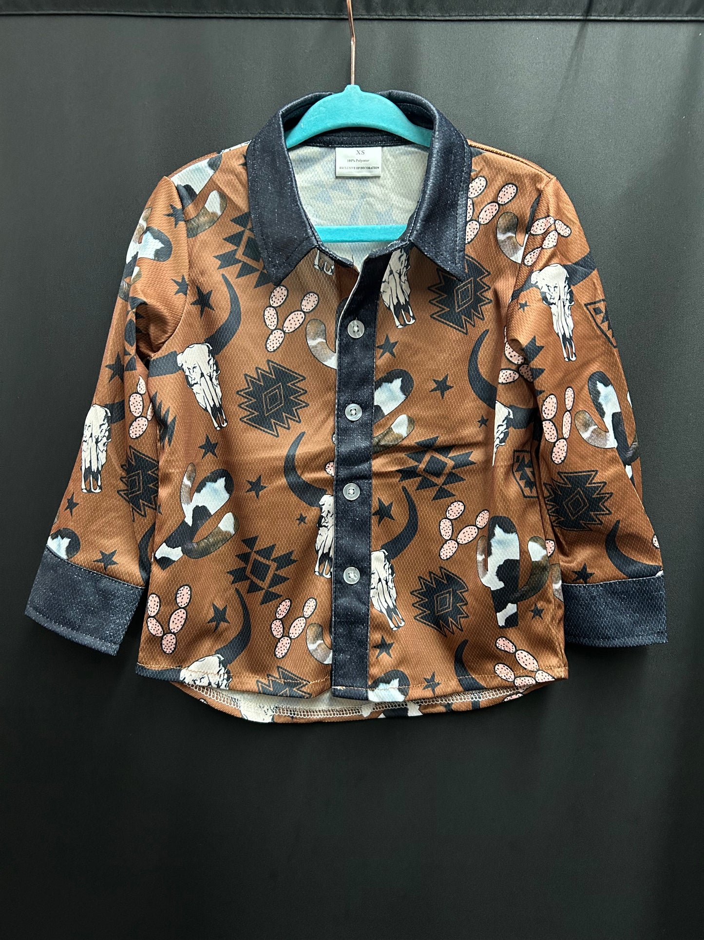 Bull Skull Long Sleeve Button up