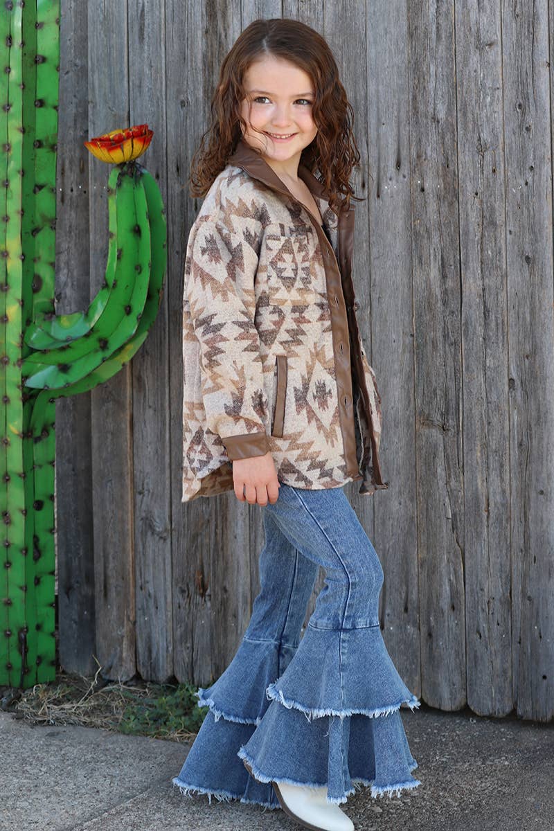 Faux Leather Trim Shacket