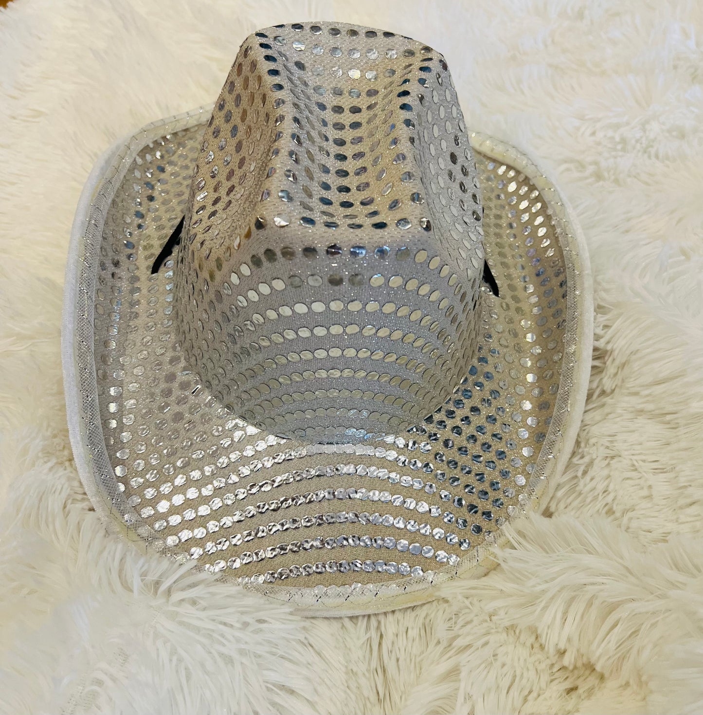 Led Silver Sequin Cowboy Hat