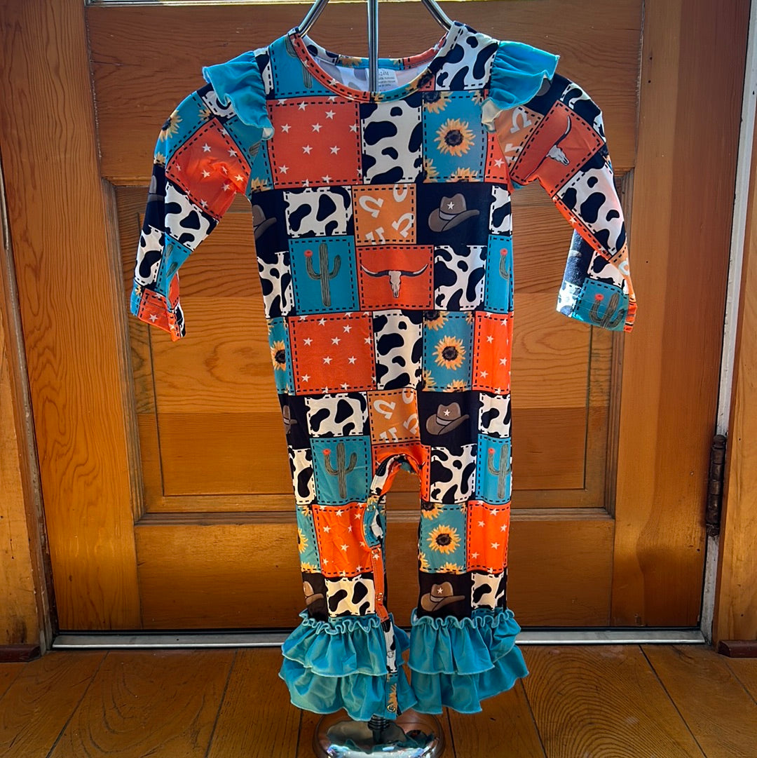 Printed Ruffle Baby Romper