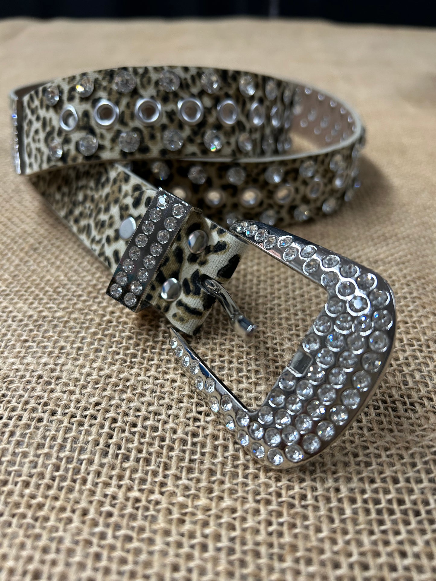 Leopard Print with Rhinestone Belt
