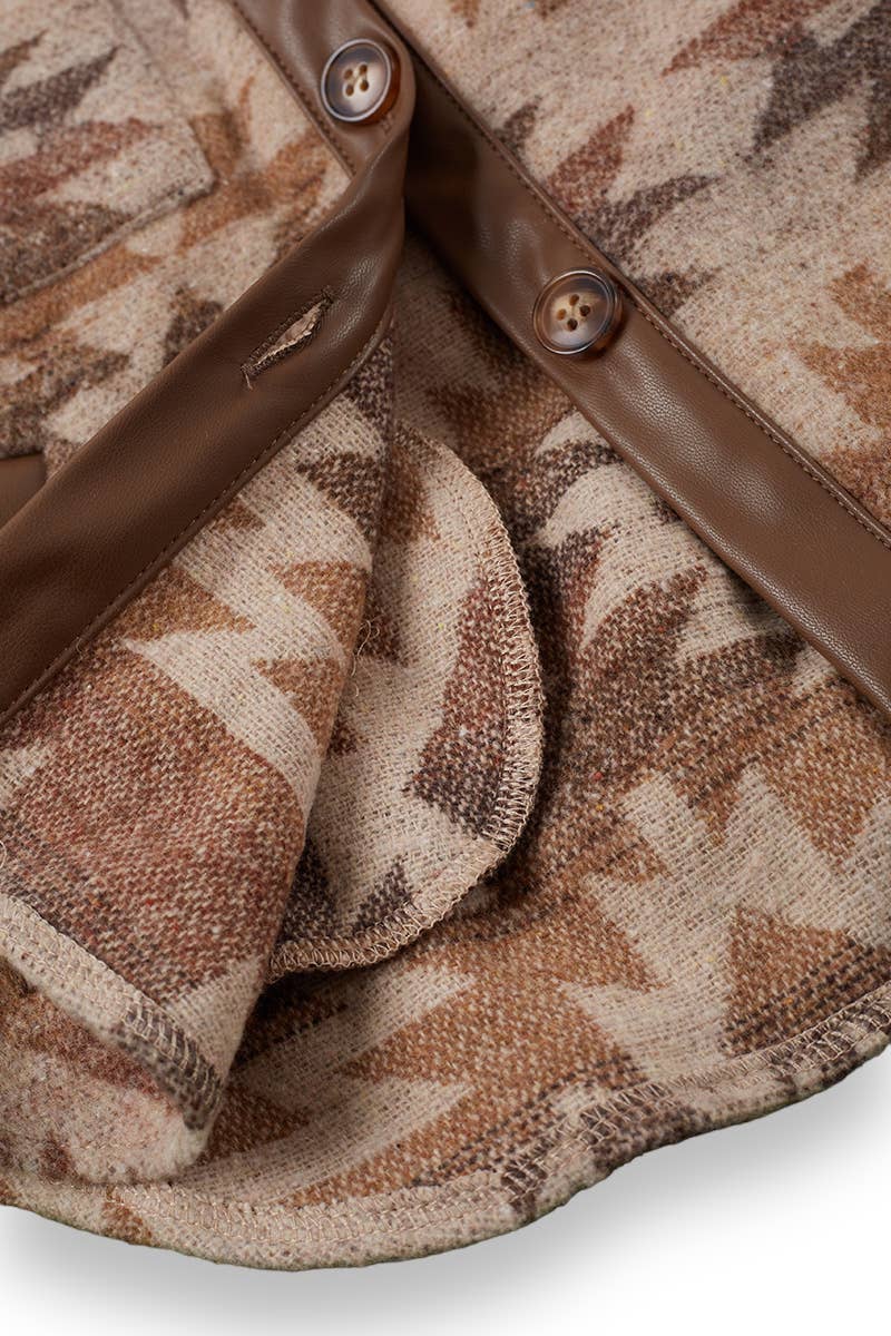 Faux Leather Trim Shacket