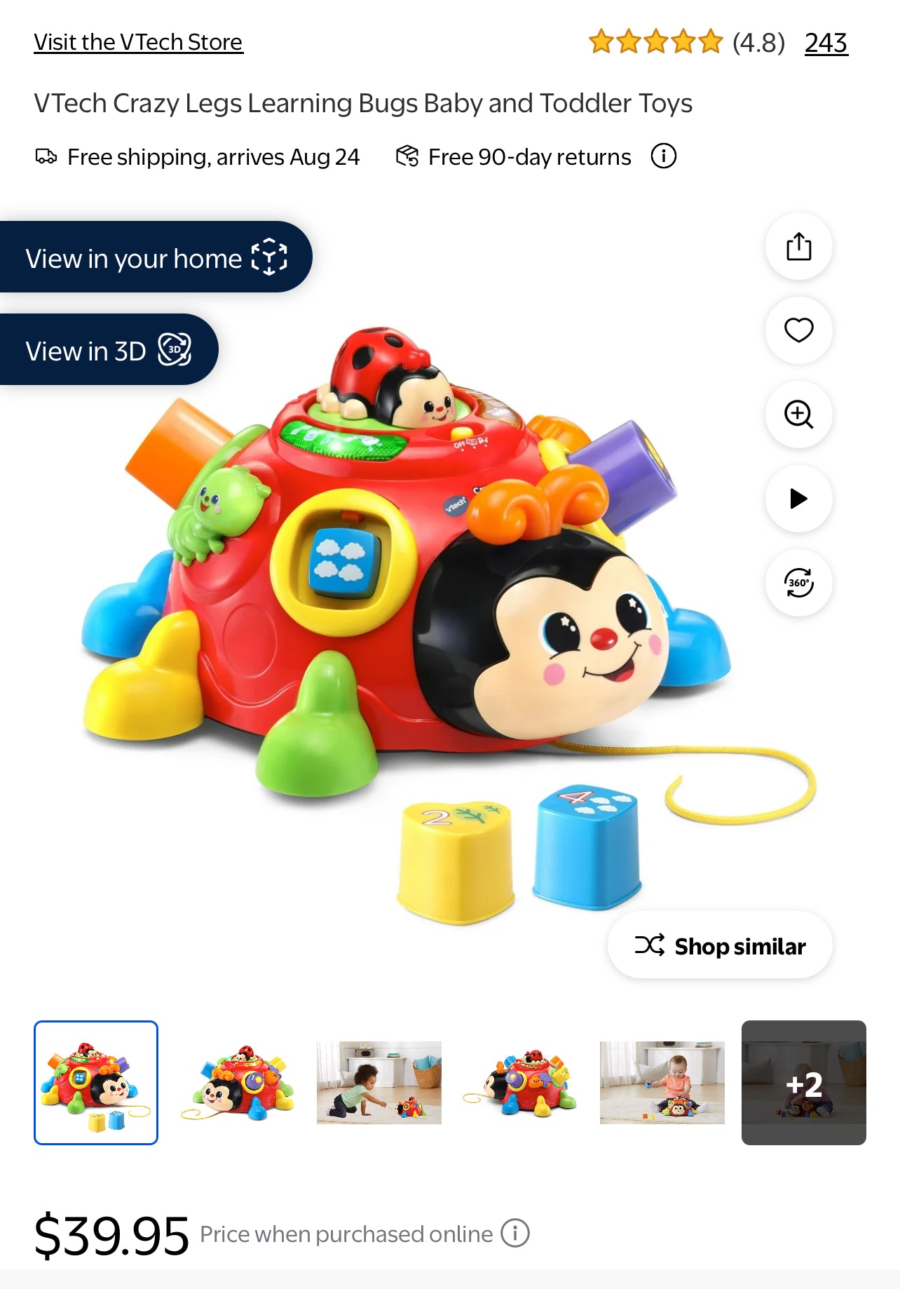 Crazy Legs Learning Bug Vtech —New - Box is ripped (Top and front )