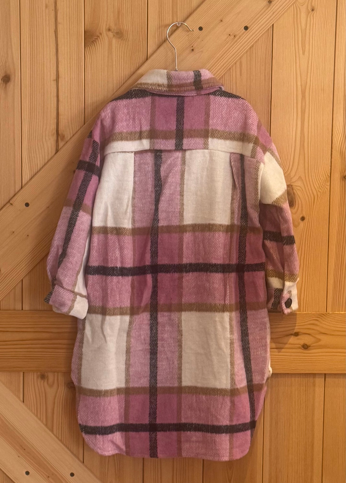 Pink Plaid Long Flannel Shacket