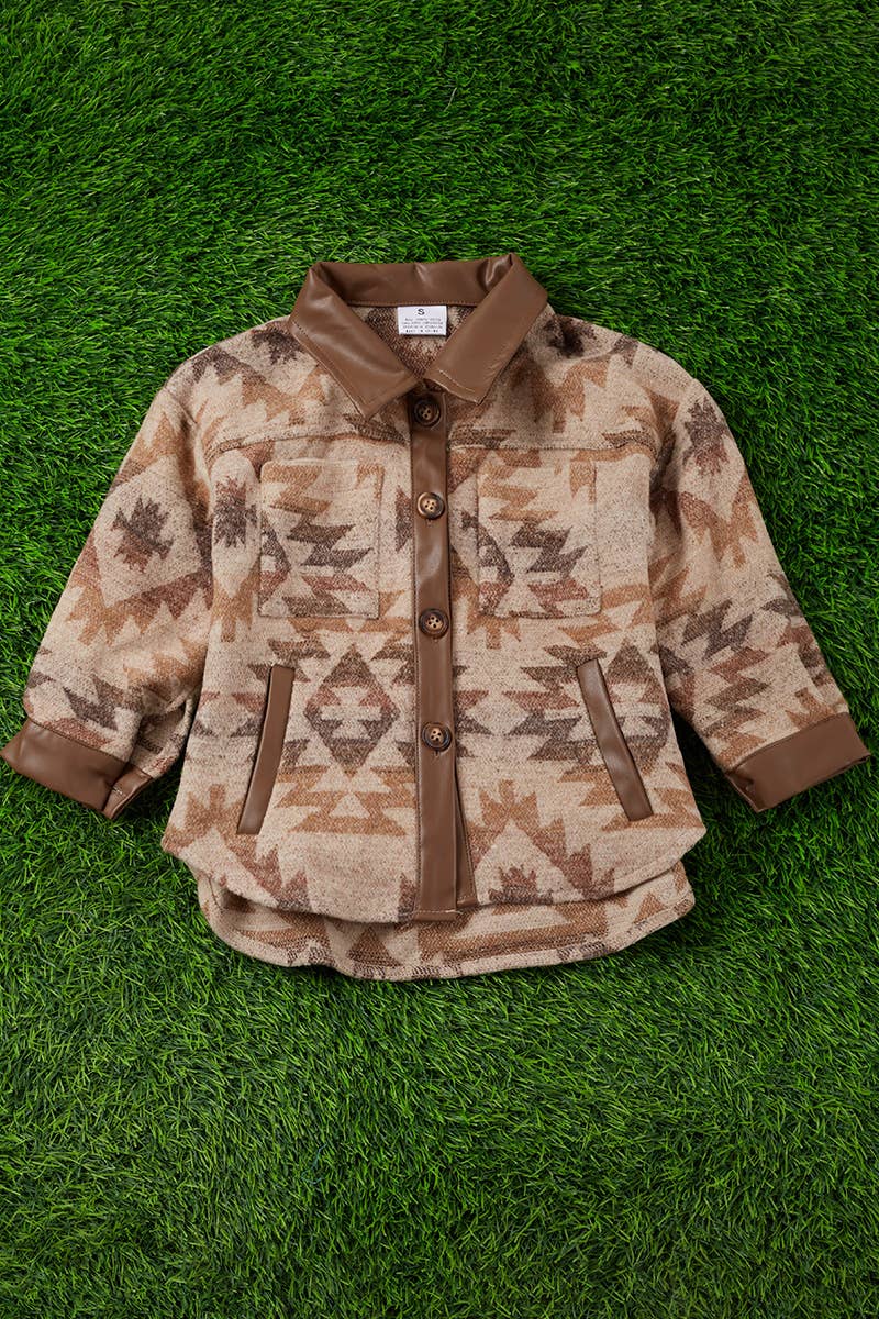 Faux Leather Trim Shacket