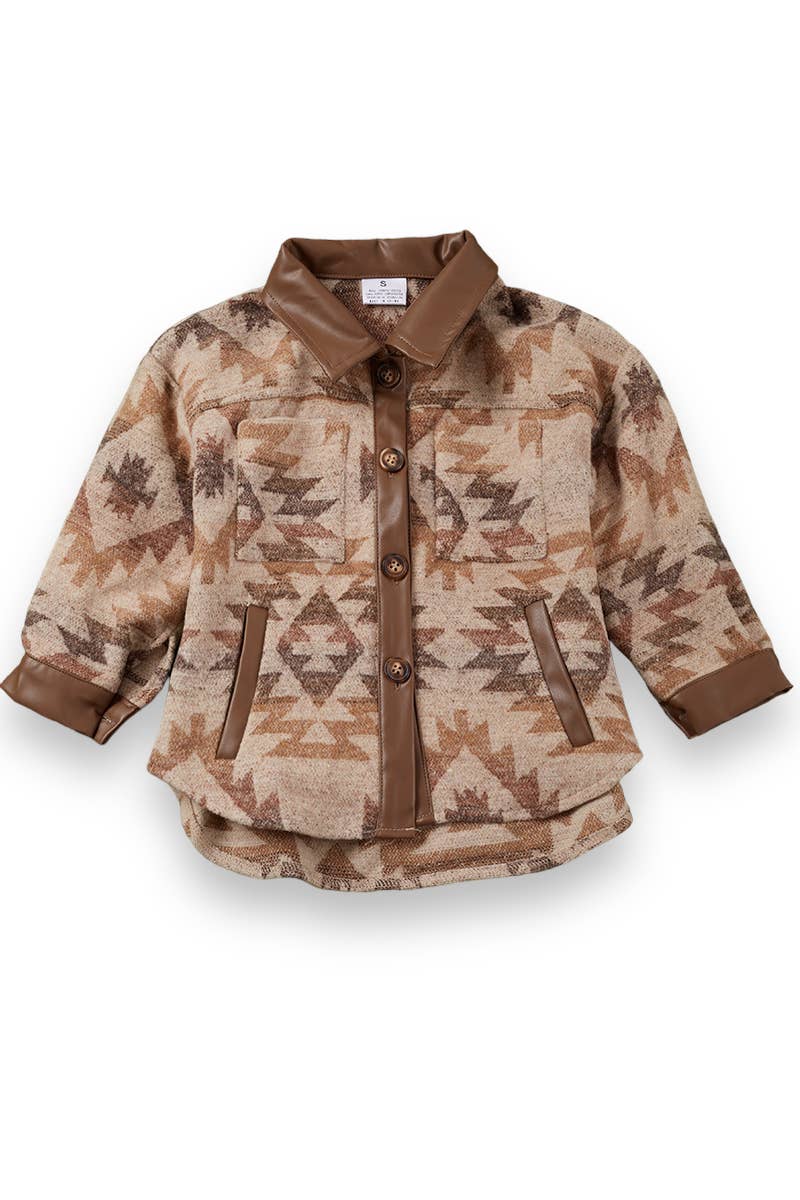 Faux Leather Trim Shacket