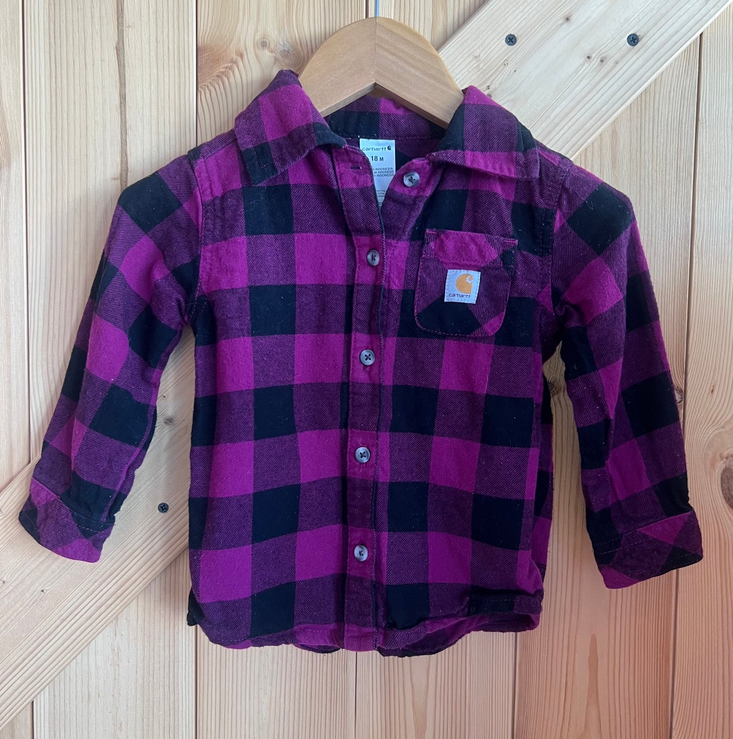 Carhartt Plaid button up - 18 months. -used