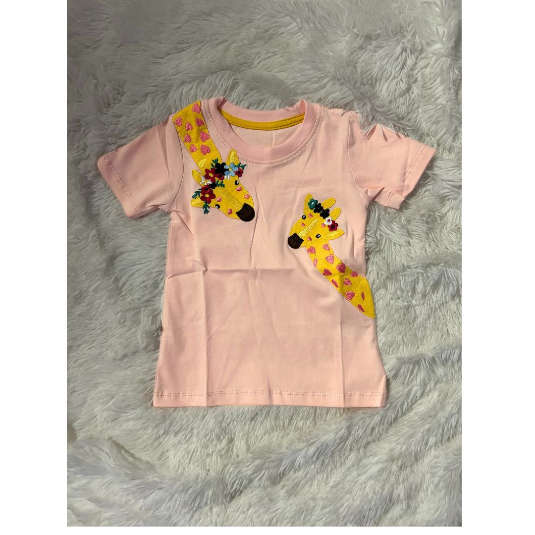 Hello Giraffe Applique Girls Tee