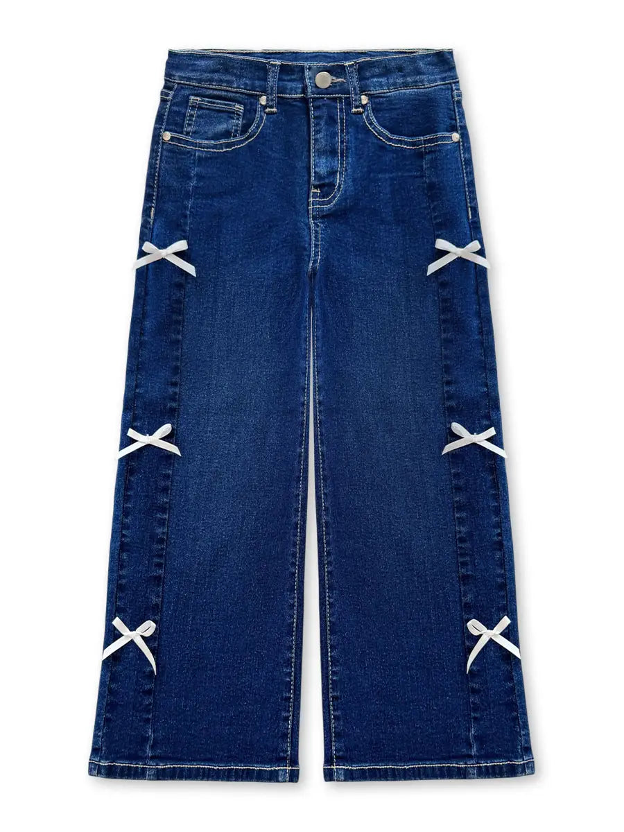Girl's Wide Leg Denim Jean w/ Bows