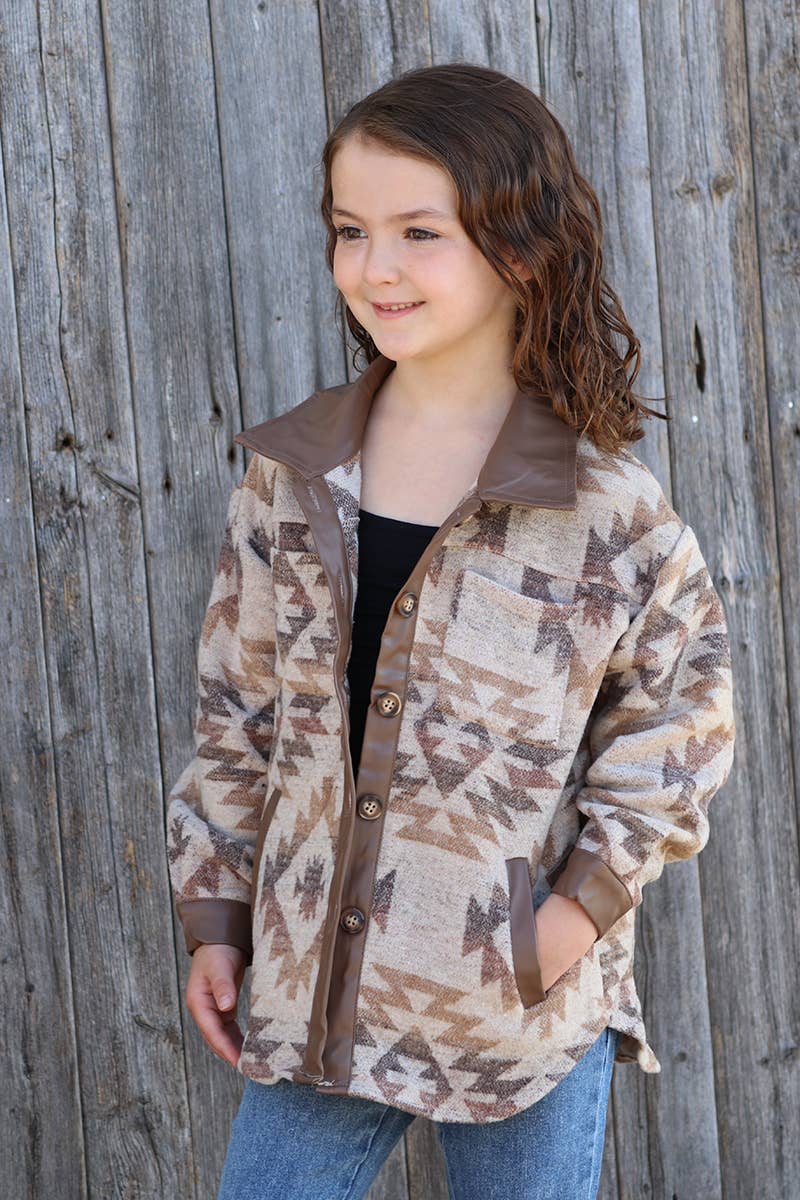 Faux Leather Trim Shacket
