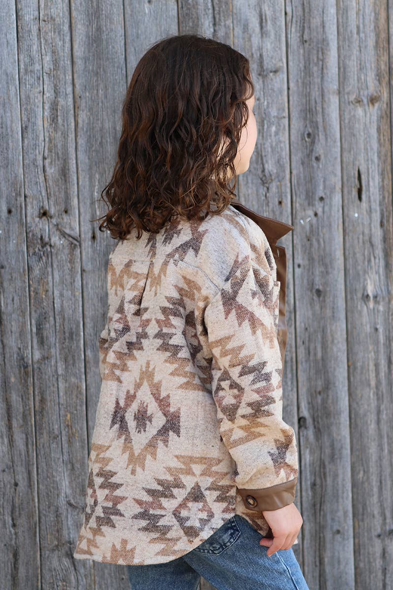 Faux Leather Trim Shacket