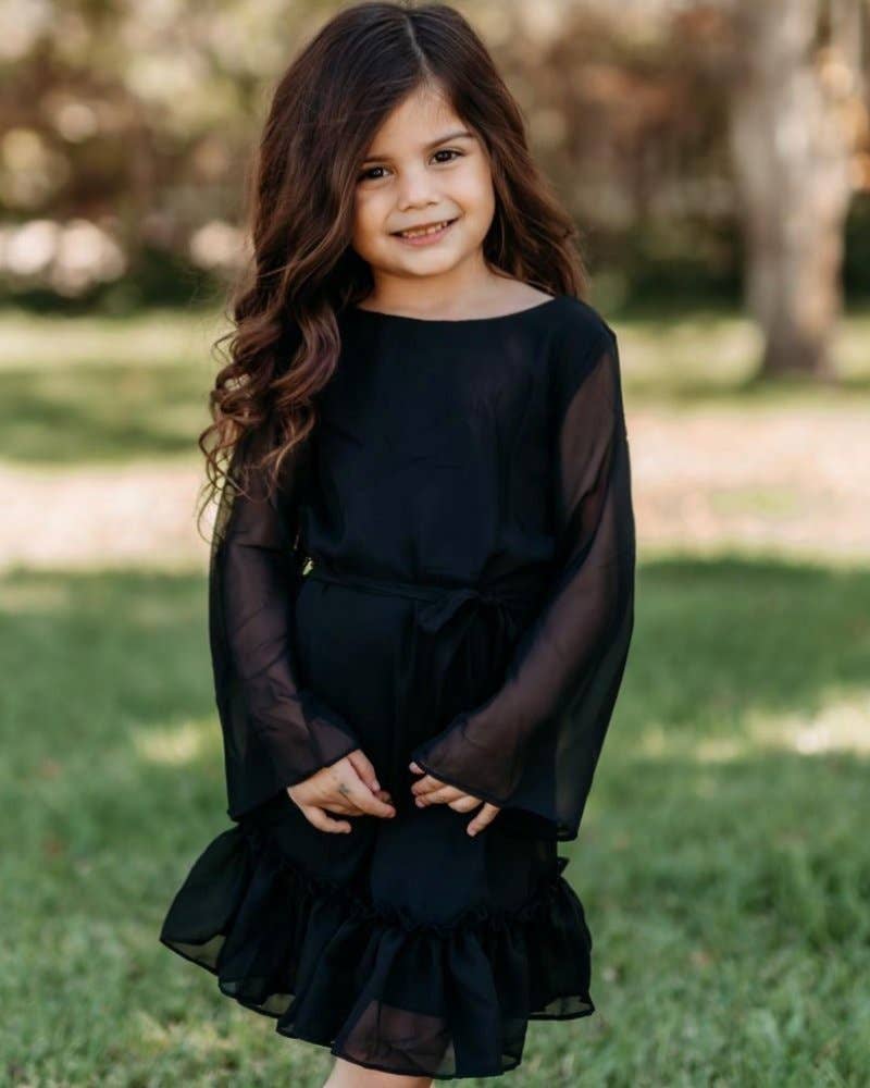 Annie Kate Ruffle Long Sleeve Dress - Black