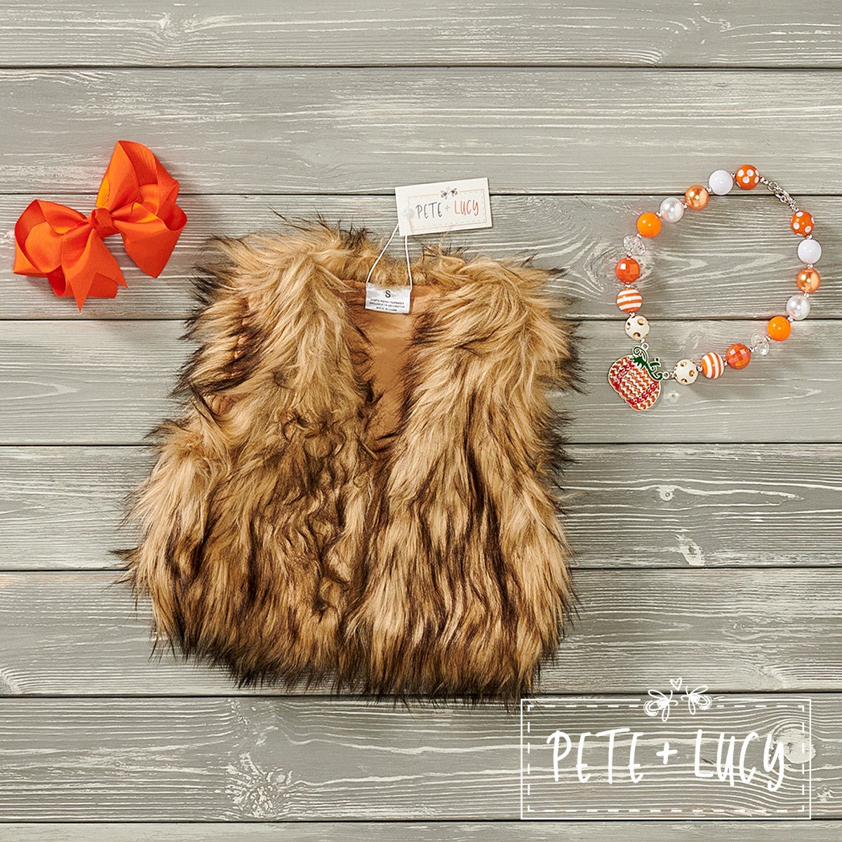 Denim Pumpkin- Faux Fur Vest