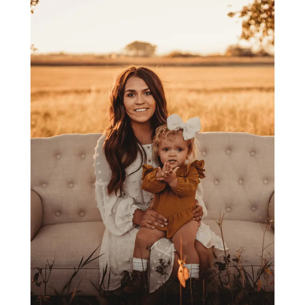 Rhodes Ruffle Bubble Romper - Dusty Mustard