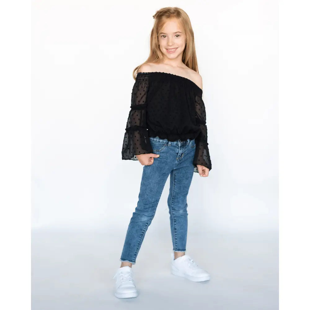 Savanna Dot Top - Black