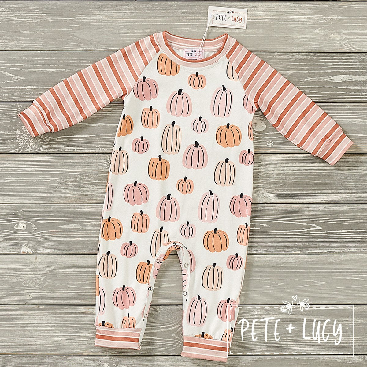 Denim Pumpkin- Boy Infant Romper