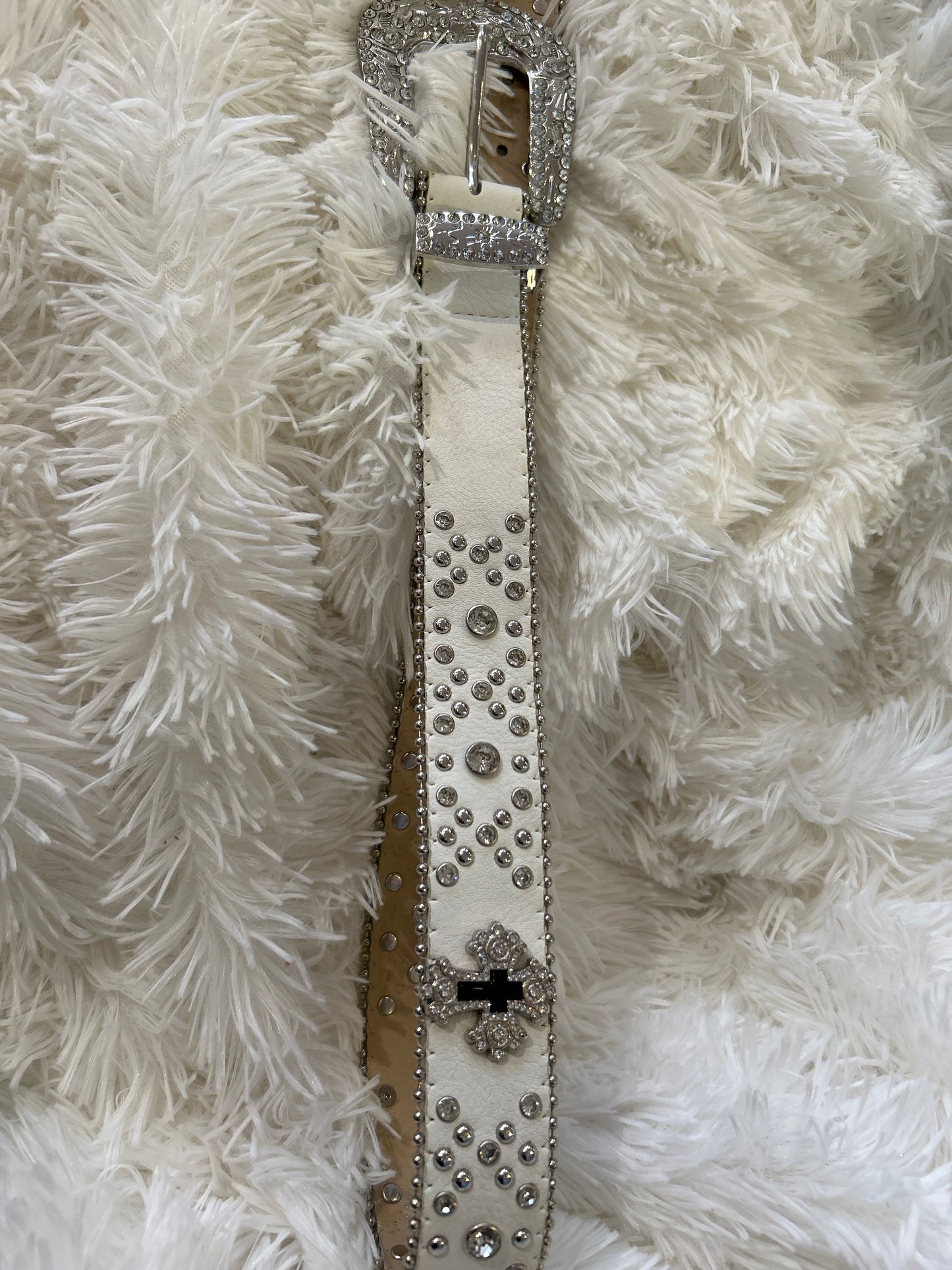 Beige Rhinestone Belt