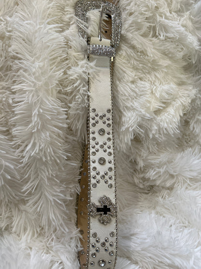 Beige Rhinestone Belt