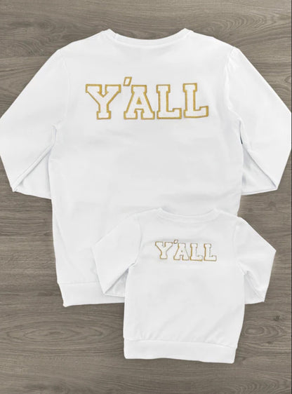 Mom & Me - "Howdy Y'all" White Chenille Patch Top