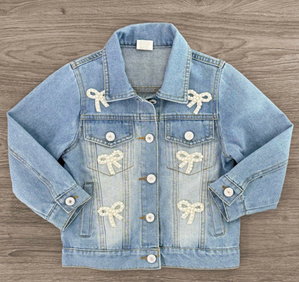 Pearl Bow Denim Jacket