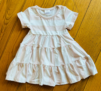 Tan and White Striped Dress