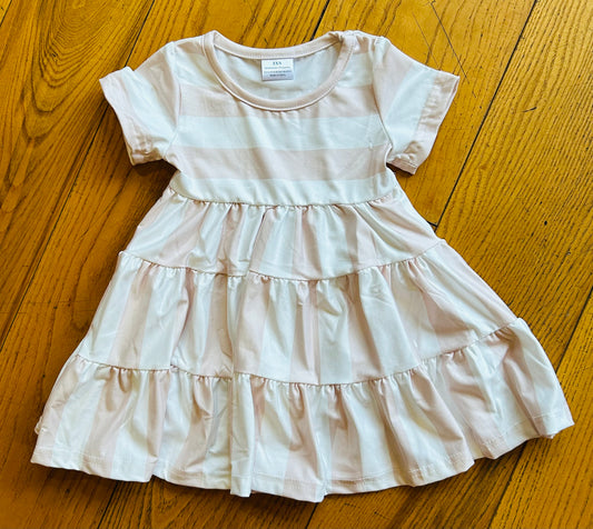 Tan and White Striped Dress