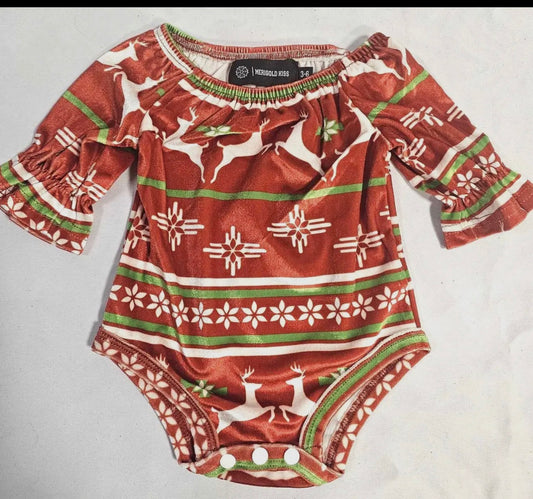 Christmas Print Velvet Onesie