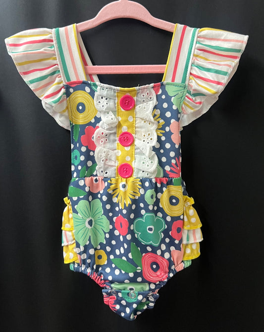 Flower and stripe Romper