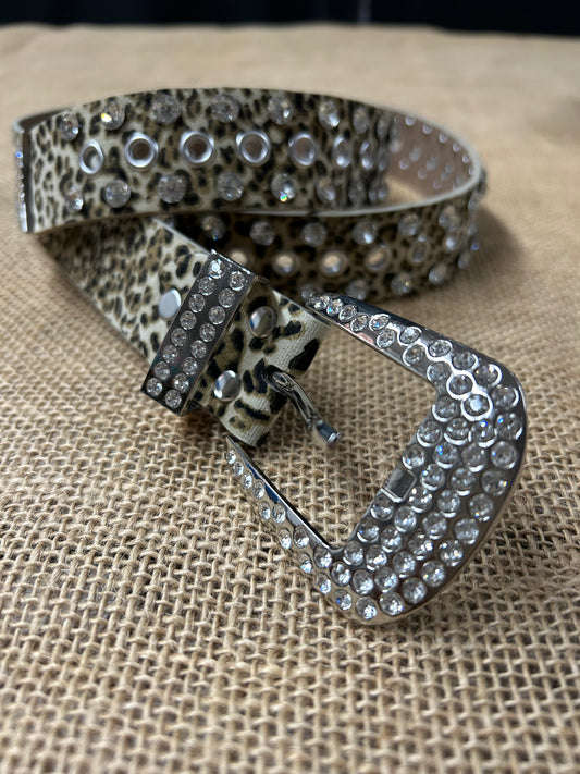 Leopard Print with Rhinestone Belt