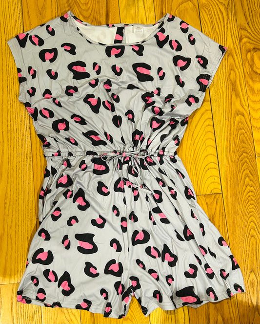 Women’s Grey & Pink Cheetah Romper