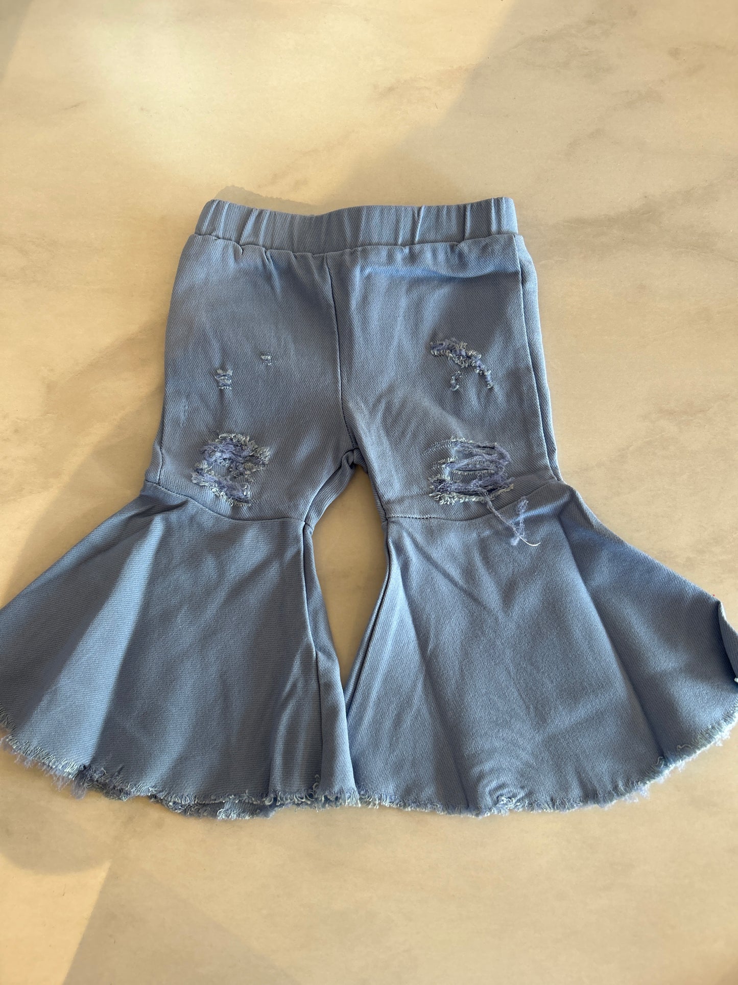 Blue Distressed Bell Bottoms