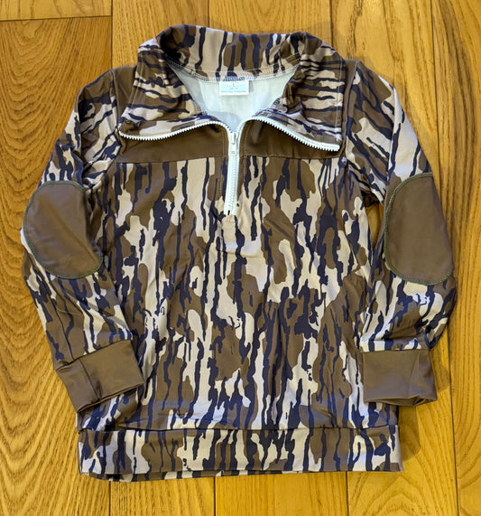 Boys fall camo long sleeve zip pull over