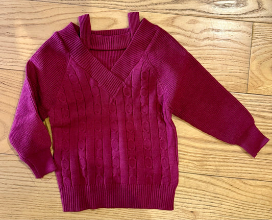 Maroon Cold Shoulder Sweater