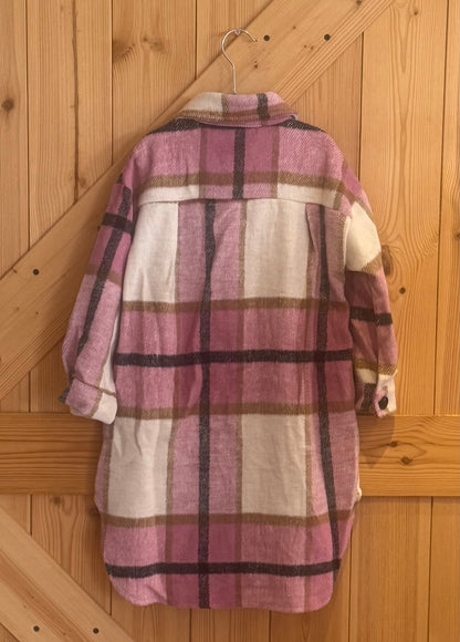 Pink Plaid Long Flannel Shacket