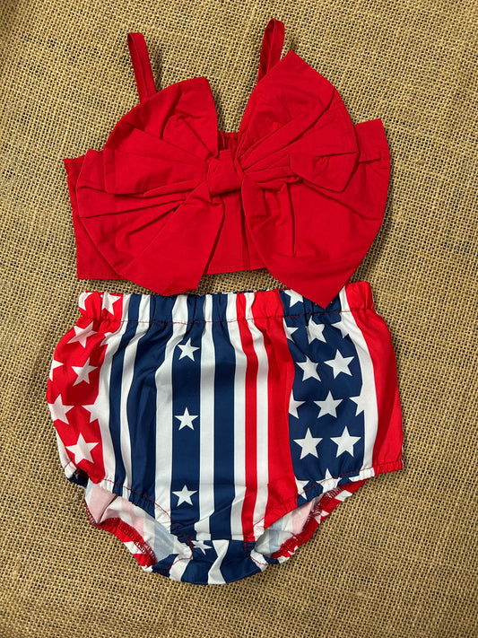 Red/White/Blue - 2 Piece with Bow
