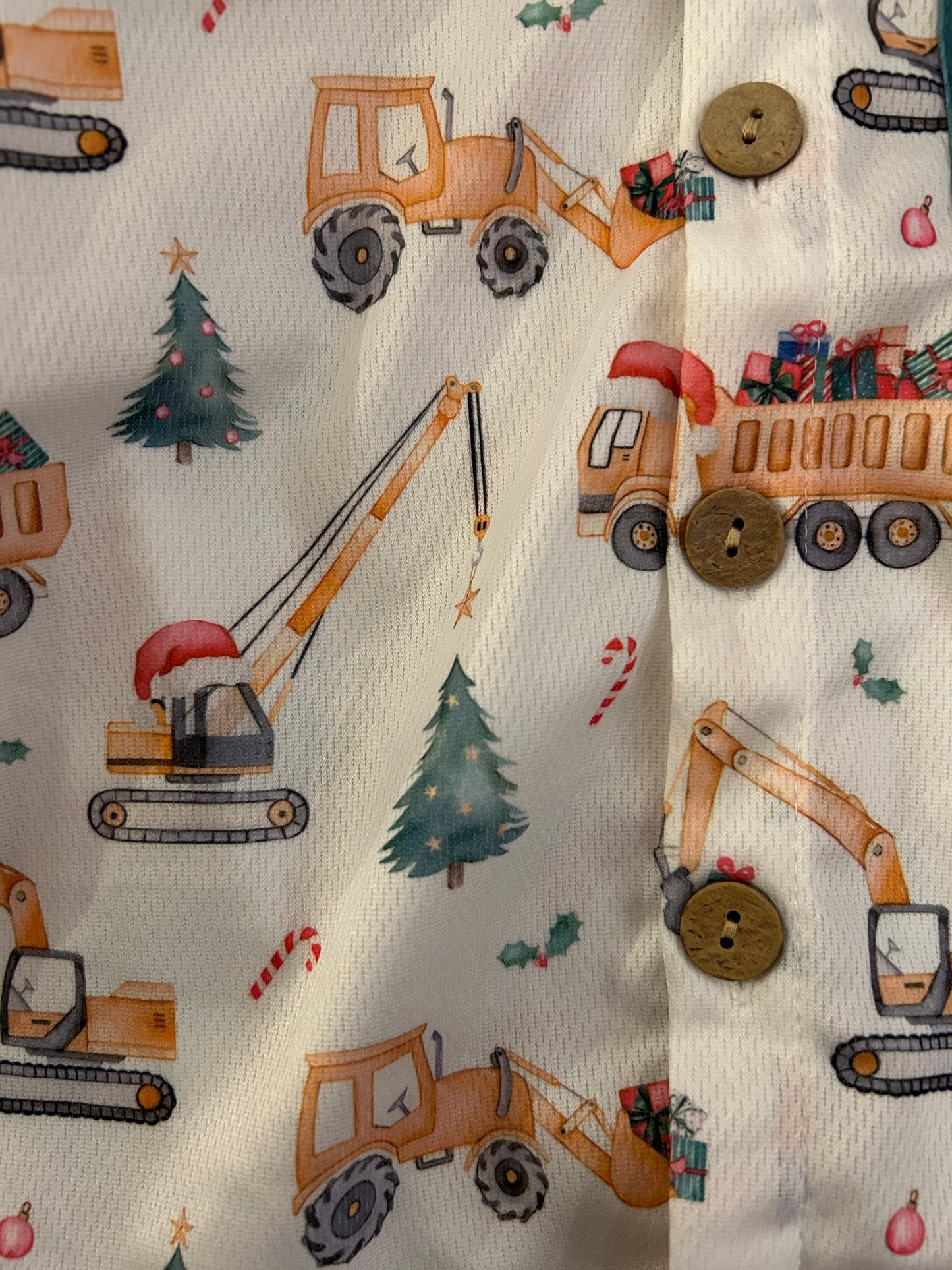 Christmas Bull Dozer Button up