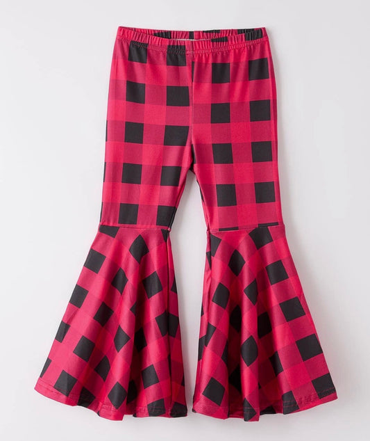 Red/Black Plaid Flare Pants