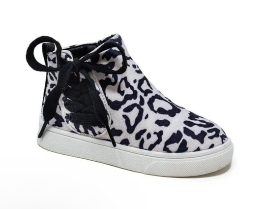 Leopard Lace-Up Sneaker Booties.