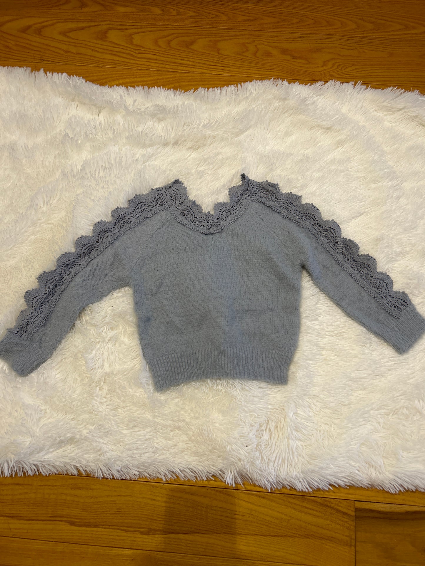 Gray Sweater with Embroidered Detail