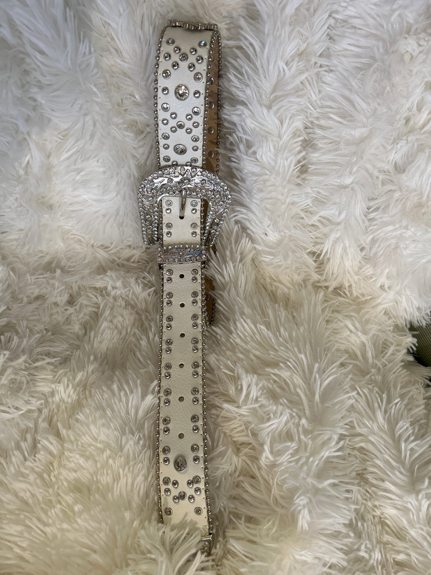 Beige Rhinestone Belt