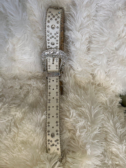 Beige Rhinestone Belt