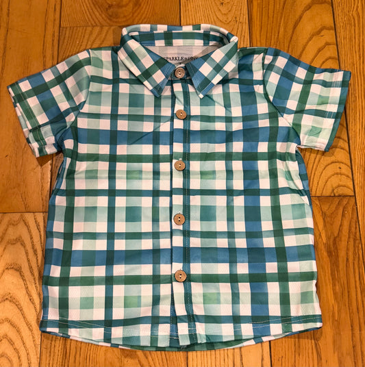 Green Gingham button up top.