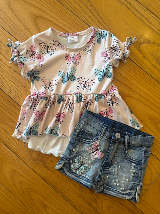Butterflies and Denim 2 piece set