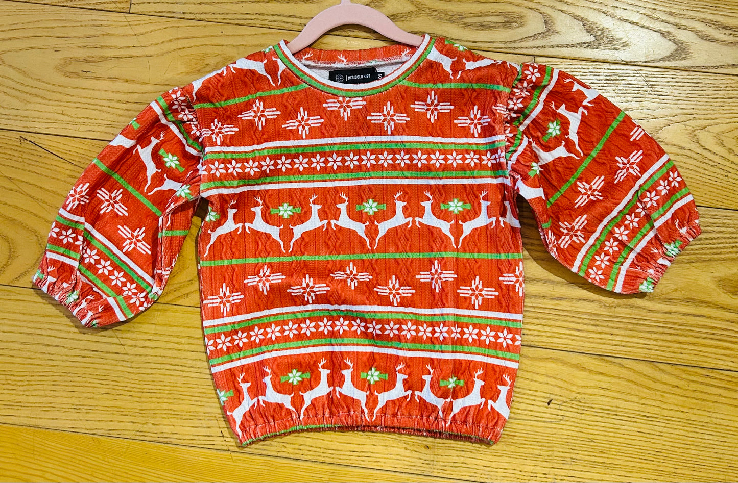 Christmas Print Puff Sleeve