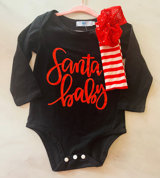 Santa Baby Onesie with Headband