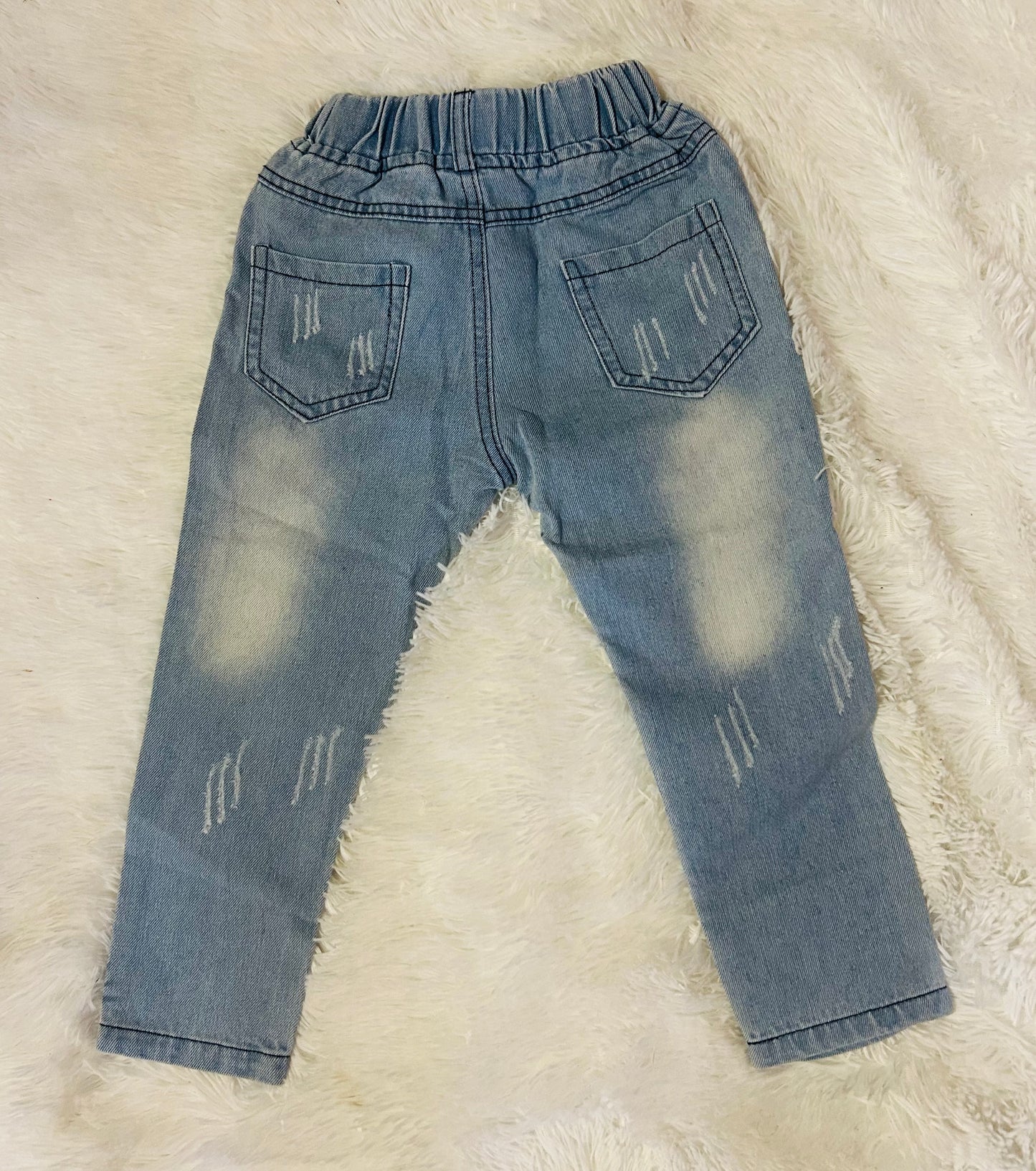 Distressed Pull on Jeans