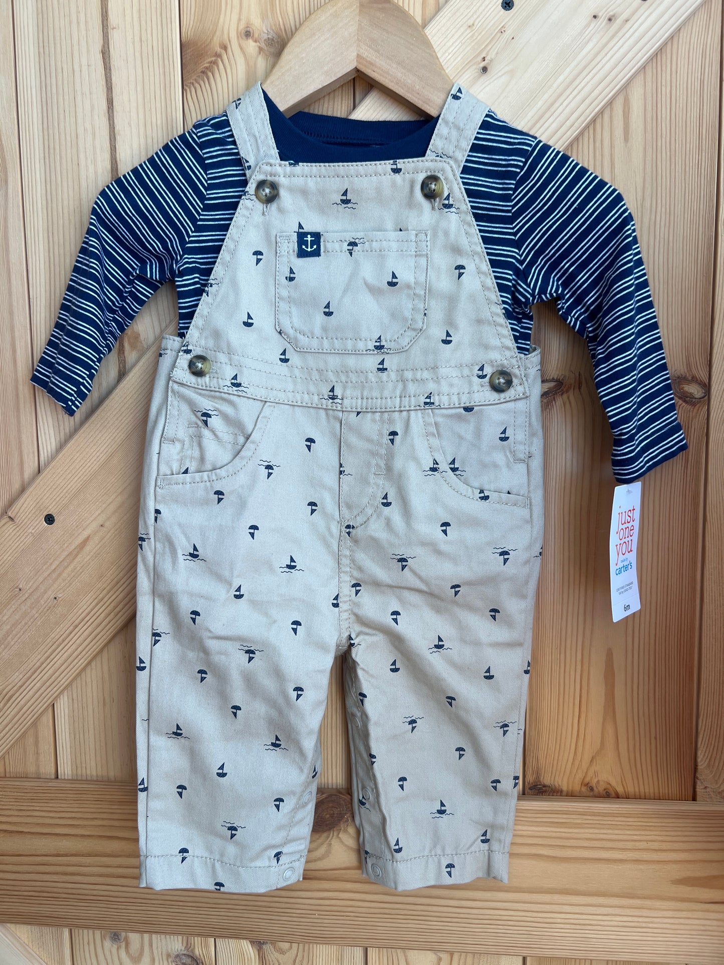 NWT - 2 Piece Shirt/Bibs - 6 months. Carters