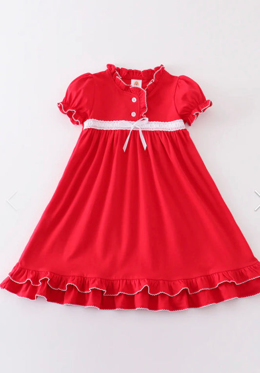 Premium Red short sleeve pajamas dress