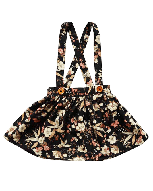 Daphne Suspender Skirt - Black Floral